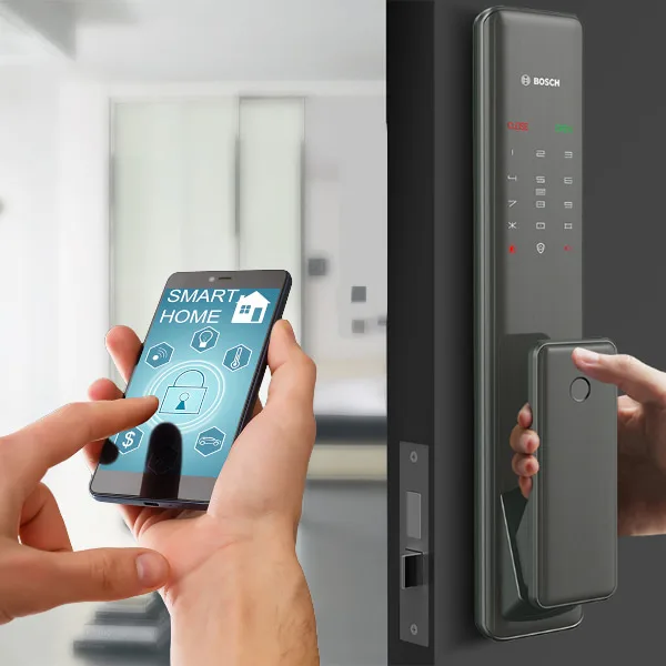 Tính năng mở khóa bằng app của khoá cửa điện tử Bosch